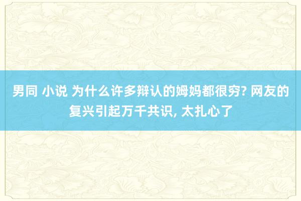 男同 小说 为什么许多辩认的姆妈都很穷? 网友的复兴引起万千共识， 太扎心了