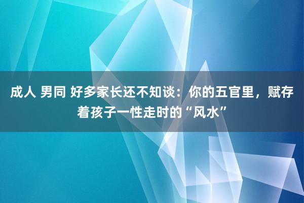 成人 男同 好多家长还不知谈：你的五官里，赋存着孩子一性走时的“风水”