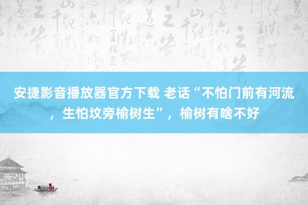 安捷影音播放器官方下载 老话“不怕门前有河流，生怕坟旁榆树生”，榆树有啥不好