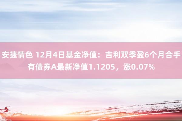 安捷情色 12月4日基金净值：吉利双季盈6个月合手有债券A最新净值1.1205，涨0.07%