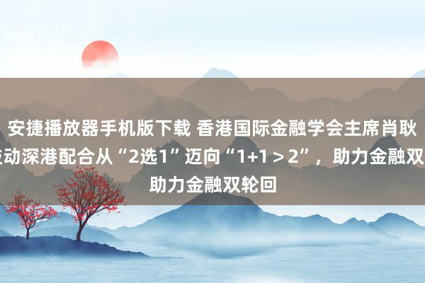 安捷播放器手机版下载 香港国际金融学会主席肖耿：鼓动深港配合从“2选1”迈向“1+1＞2”，助力金融双轮回