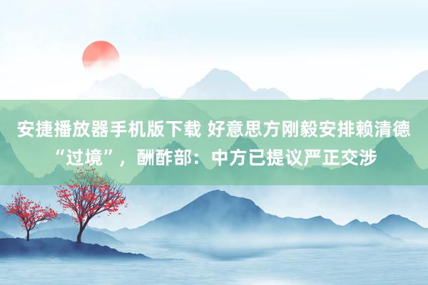 安捷播放器手机版下载 好意思方刚毅安排赖清德“过境”，酬酢部：中方已提议严正交涉