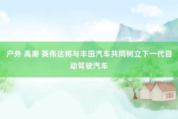 户外 高潮 英伟达将与丰田汽车共同树立下一代自动驾驶汽车