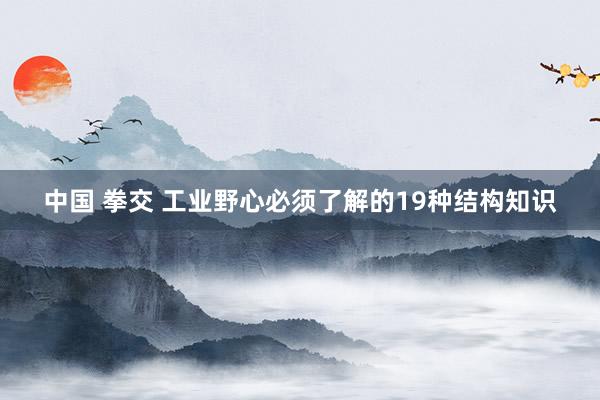 中国 拳交 工业野心必须了解的19种结构知识