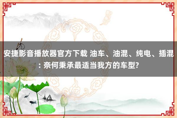 安捷影音播放器官方下载 油车、油混、纯电、插混: 奈何秉承最适当我方的车型?